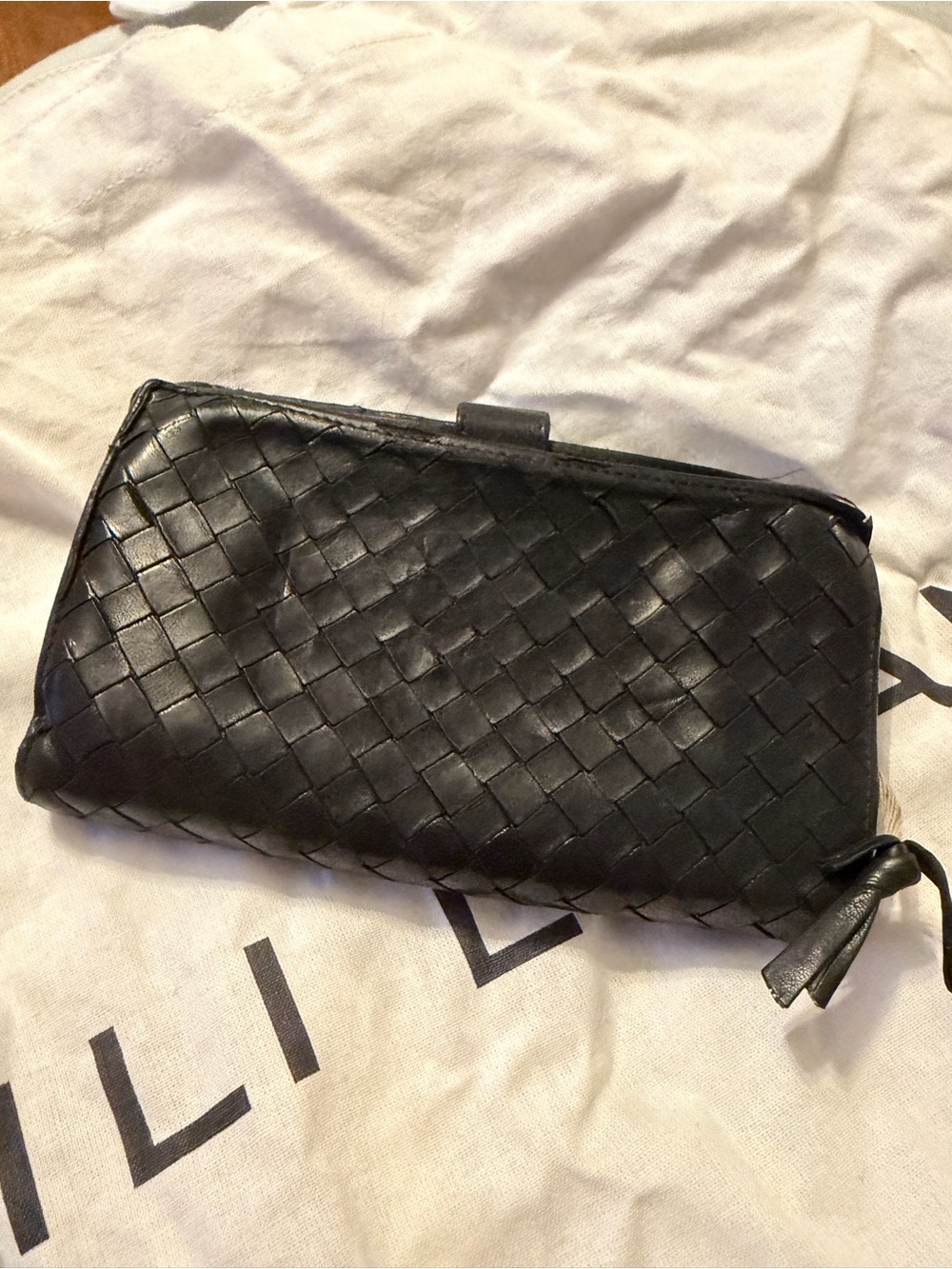 Authentic Bottega Veneta Black Intrecciato Leather Continental Wallet